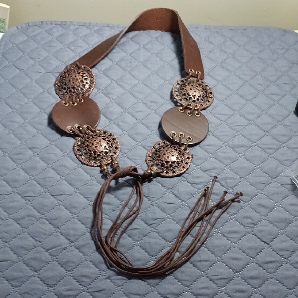 Leather Metal Rope Tie Belt